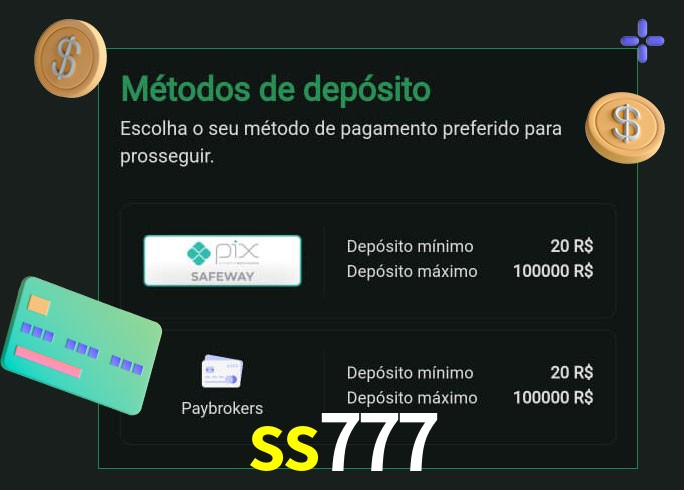 O cassino ss777 oferece uma grande variedade de métodos de pagamento